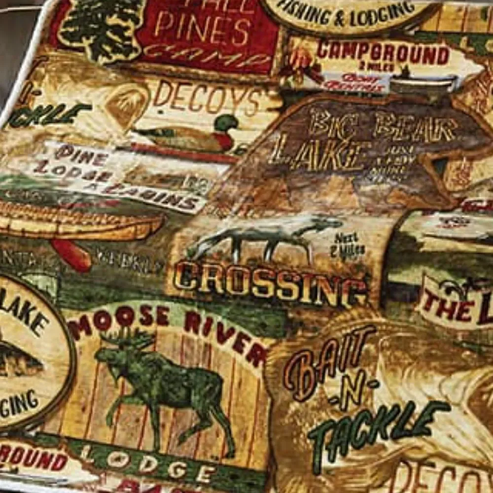 Lodge Theme Soft Comfy Lodge Life Flannel Sherpa Throw Blanket Lake Cabin Moose